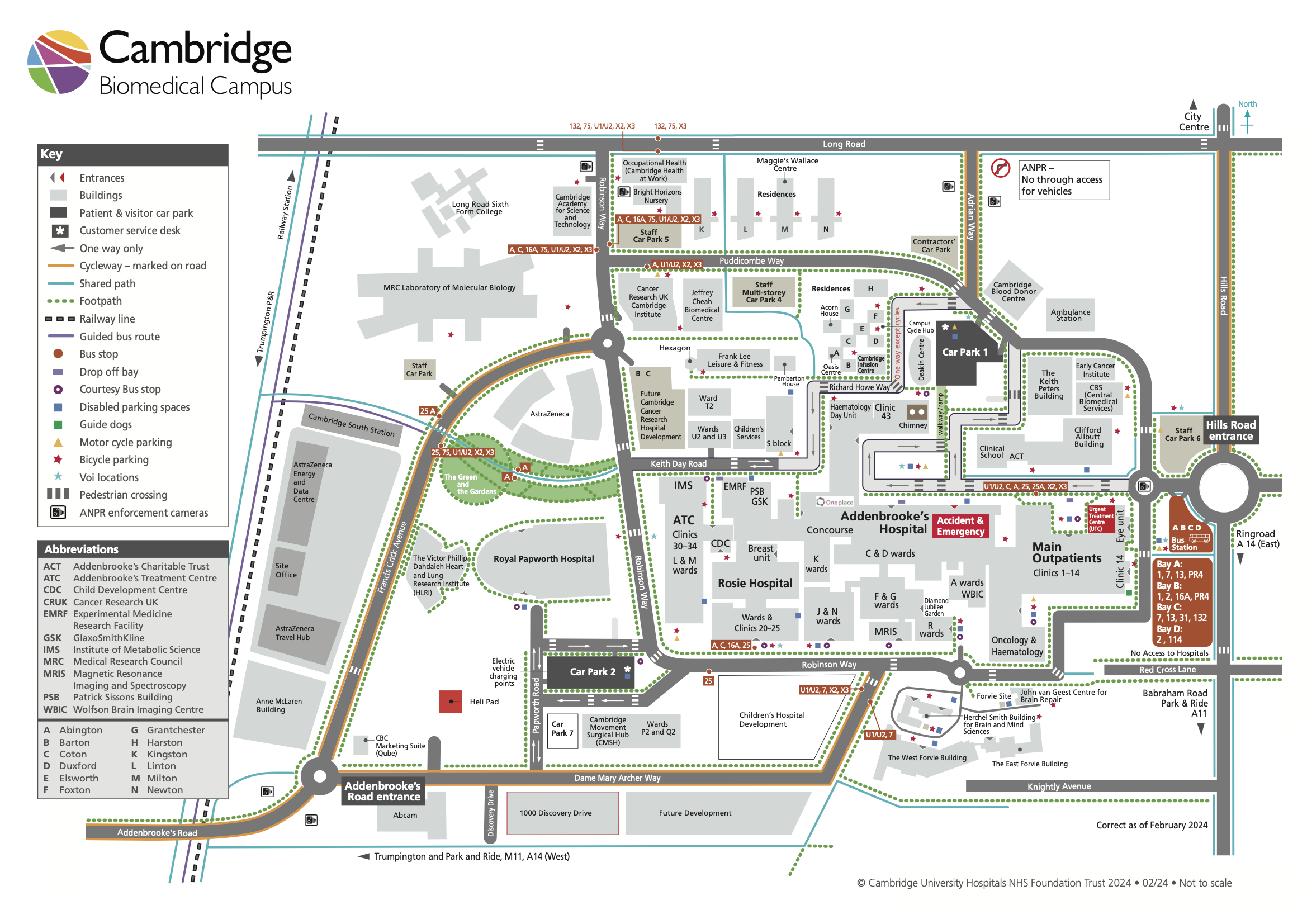 Map of Cambridge Biomedical Campus.