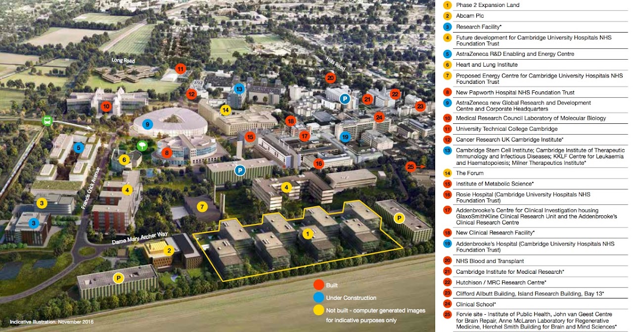 And an old aerial view of the Campus outdated, a lot of the yellow circles are now built .